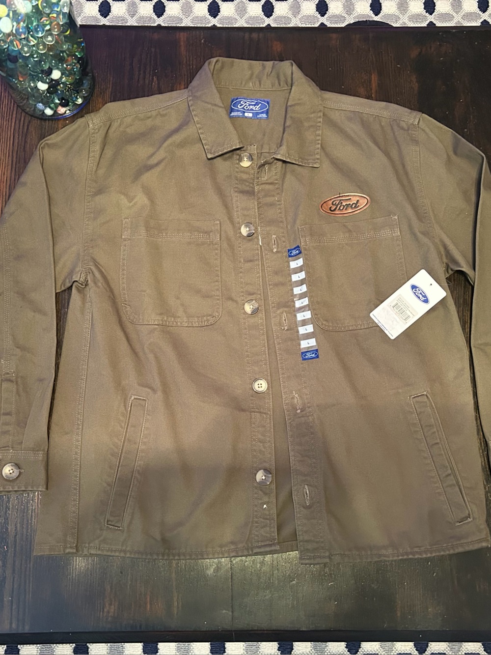 Ford Men's Olive Green Lightweight Work Shirt Jacket